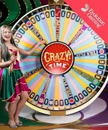 Crazy Time live gameshow med lykkehjul og bonusrunder
